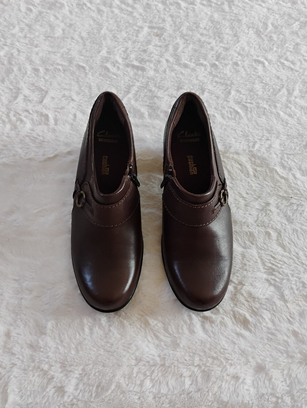 Clarks Collection Genette Curve Leather Side Zip Slip On Shoes - Picture 4 of 11